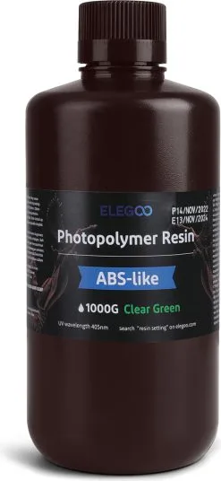Elegoo ABS-like Resin Clear Green, 1.000 G