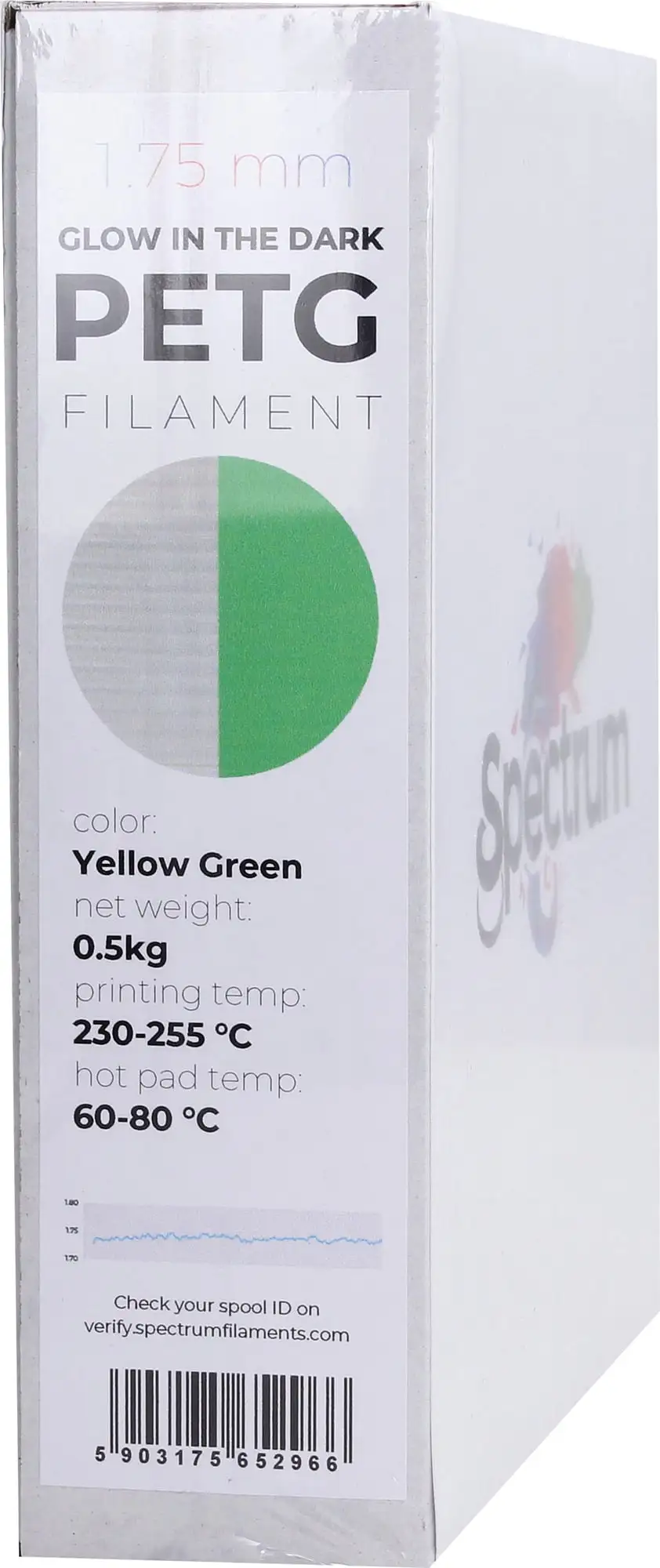 Spectrum PET-G Glow In The Dark Yellow-Green, 1.75 Mm / 500 G 5 Spectrum PET-G Glow In The Dark Yellow-Green, 1.75 Mm / 500 G - Image 3